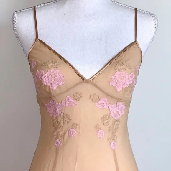 Victoria’s Secret Nude Embroidered Silk Maxi Slip - Picture 3 of 13
